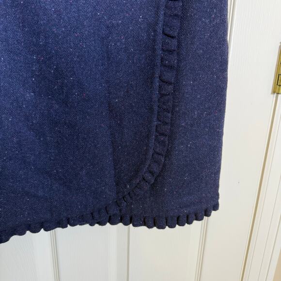 Talbots Navy Wool Blend Ruffle Hem Skirt Wrap Look Size 12 - Picture 4 of 6